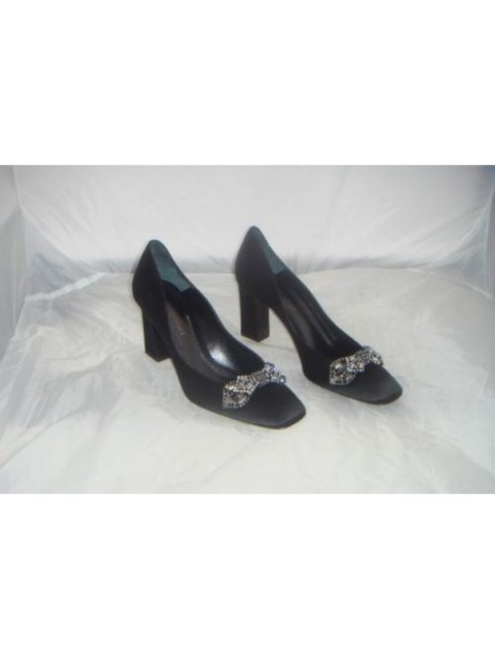 Giorgio Armani Black Satin Rhinestone Pumps Size 39 EUR 9 US - New in Box